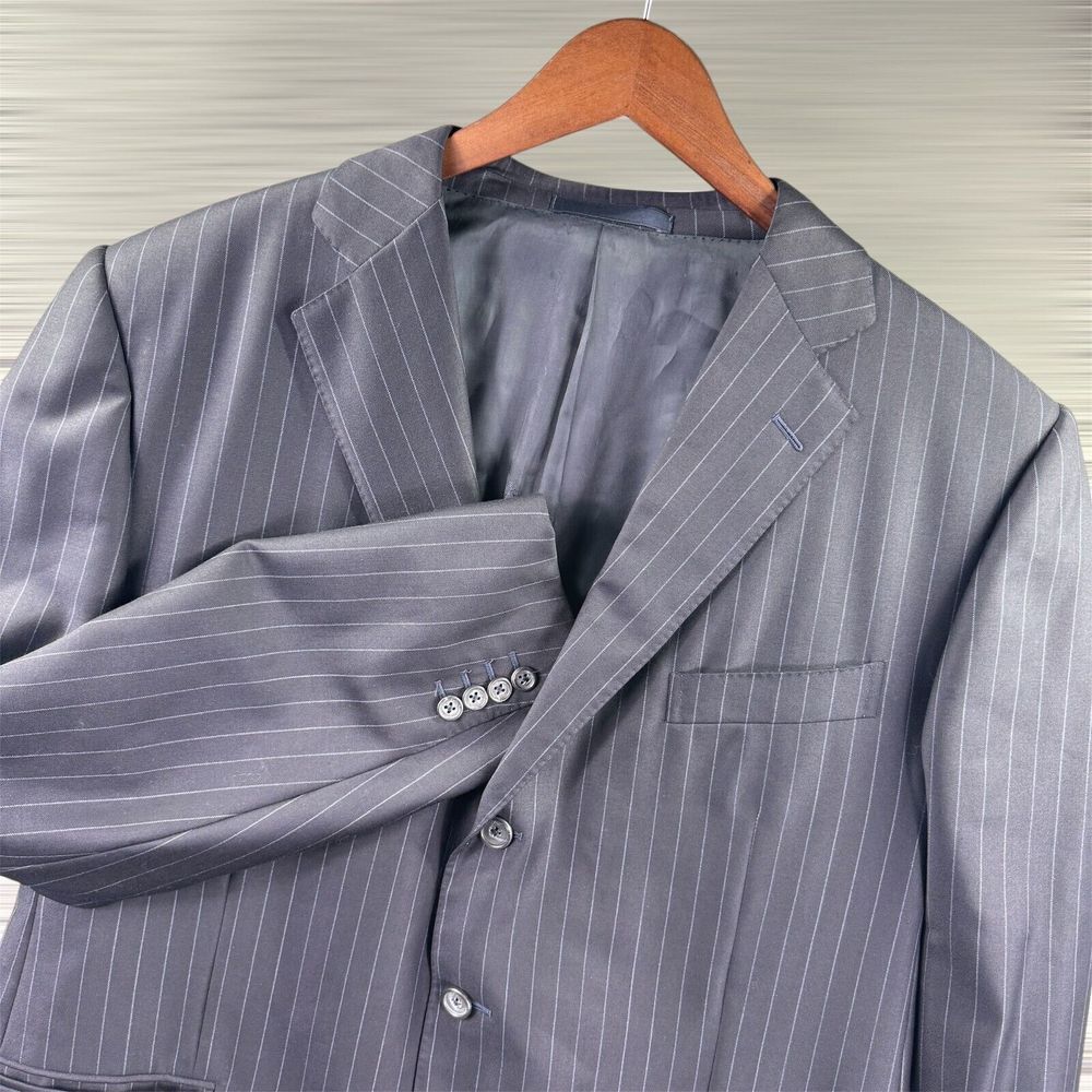 Dunhill Blazer Mens 48R Custom Italy‎ 100% Wool Navy Coat Sport Jacket Striped